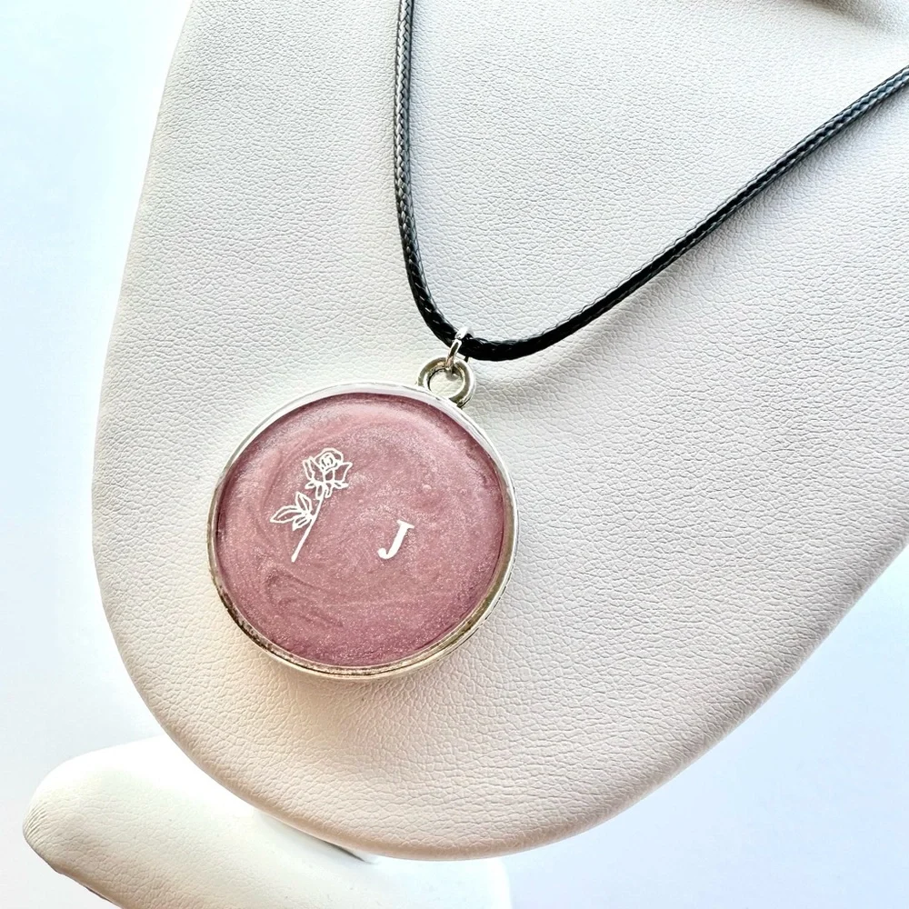 Handmade Initial Resin Pendant Necklace | Resin Pendant | Resin Jewelry